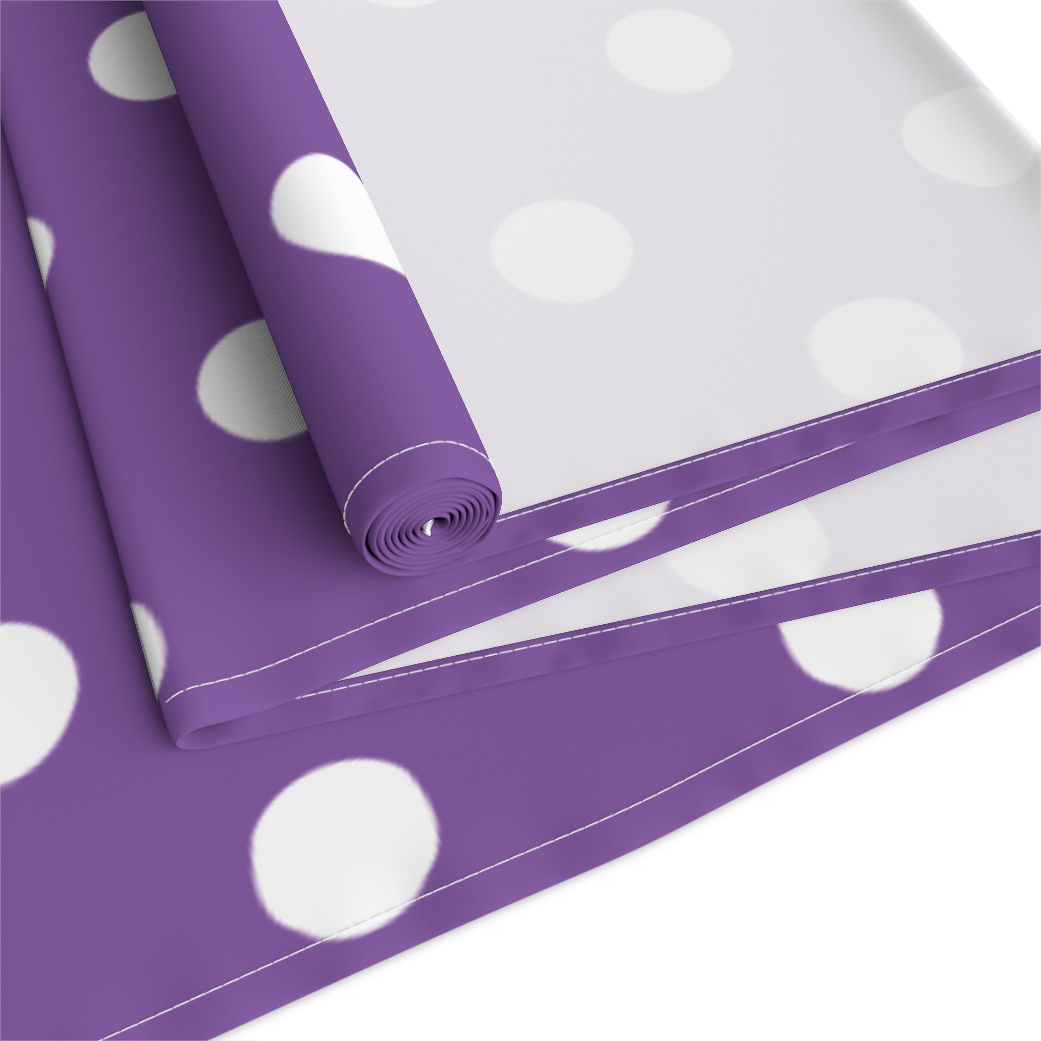 Purple White Polka Dot Table Runner — Cotton-Poly Decorative Accent for Dining, Parties & Easter