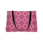Weekender Tote Bag — Pink Heart Diamond Pattern Travel Tote (Valentine’s Gift)