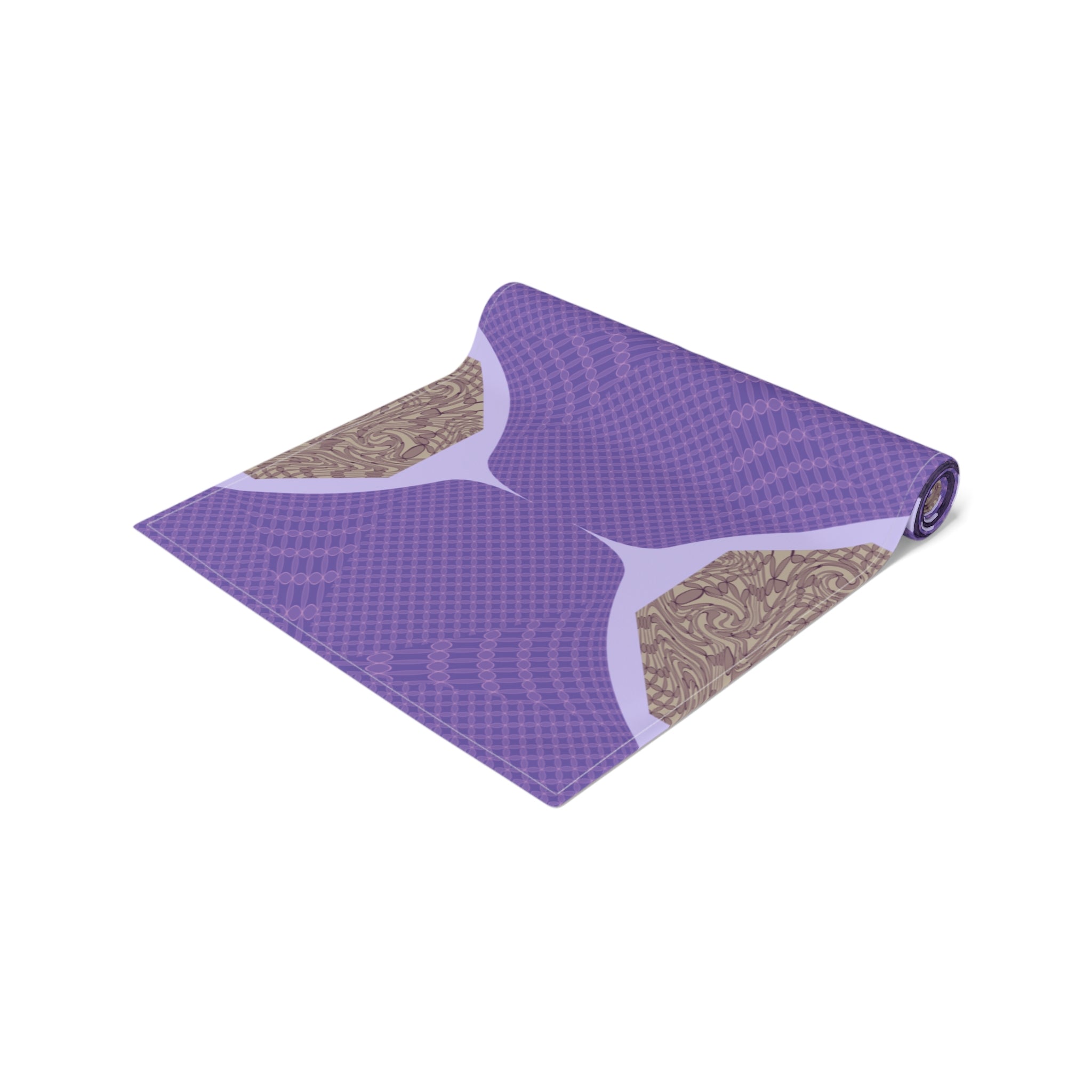 Purple Geometric Table Runner — Modern Abstract Dining Accent