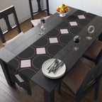 Modern Geo Circle Table Runner — Black & Blush Retro Pattern