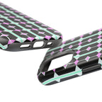 Geom Stripe Magnetic Phone Case — Black with Mint & Lavender Pattern