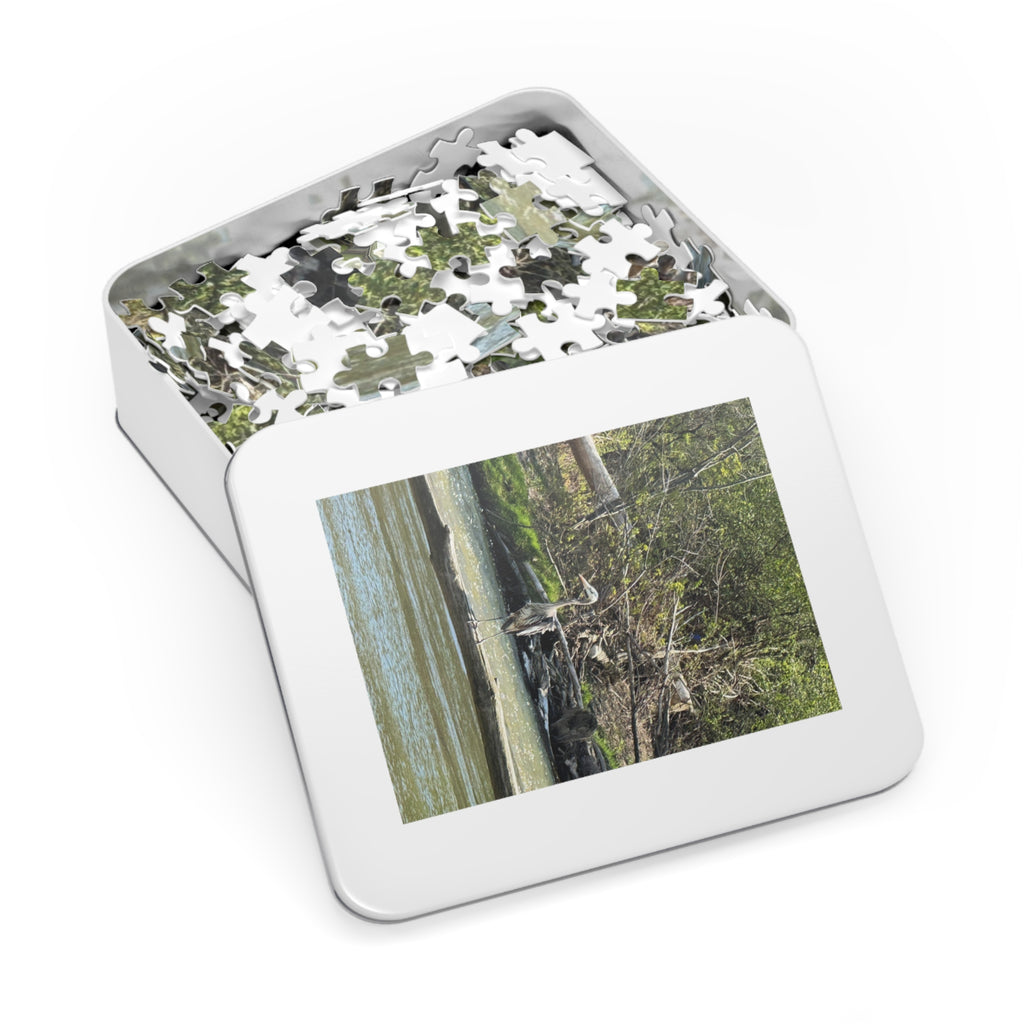 Heron Shoreline Jigsaw Puzzle with Tin – Nature Wildlife Puzzle