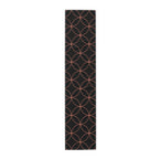 Geometric Rose Gold Circle Table Runner — Modern Black Cotton-Poly Decor