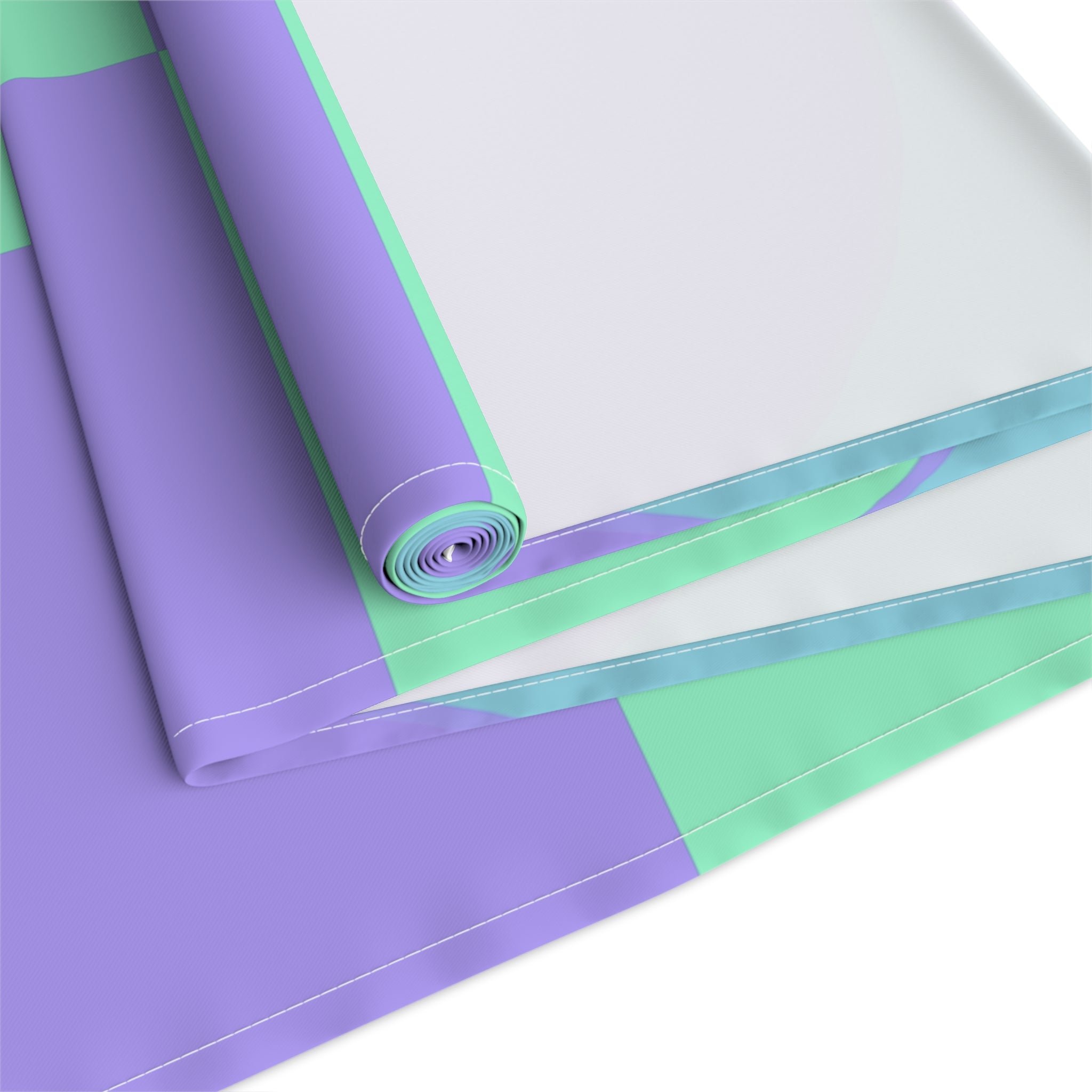 Geometric Pastel Table Runner — Mint & Lavender Circle Pattern