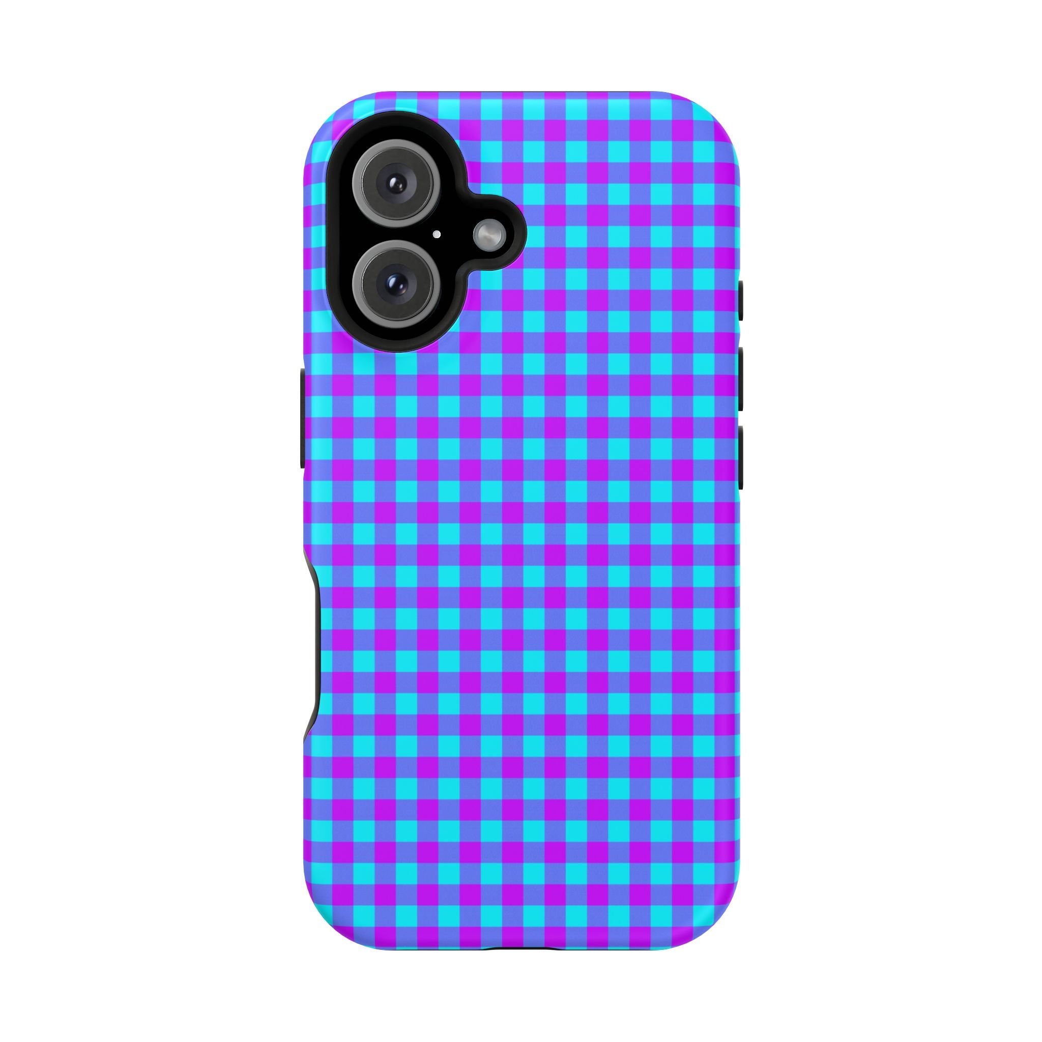 Phone Case — Blue & Purple Gingham Magnetic Impact-Resistant Case