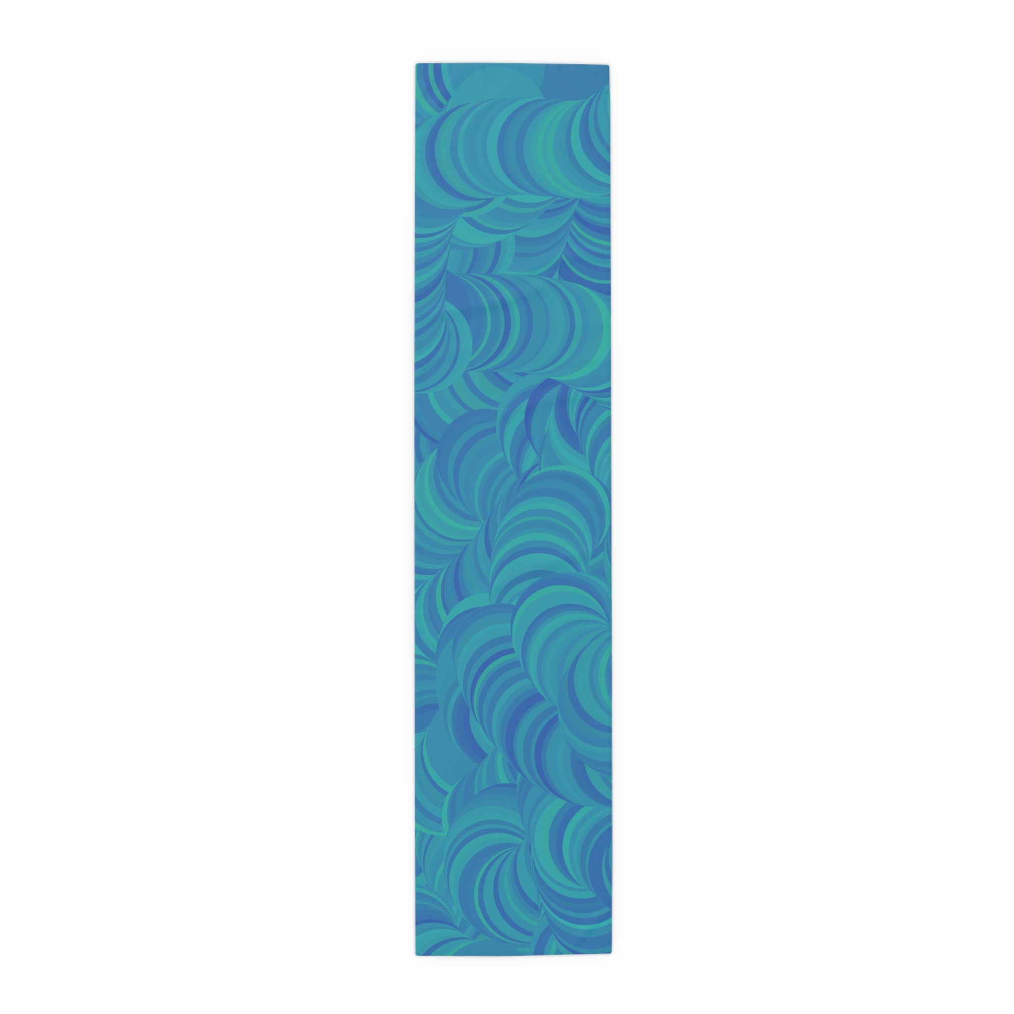 Blue Teal Swirl Table Runner — Abstract Coastal Pattern for Dining & Entertaining