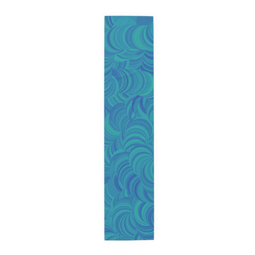 Blue Teal Swirl Table Runner — Abstract Coastal Pattern for Dining & Entertaining