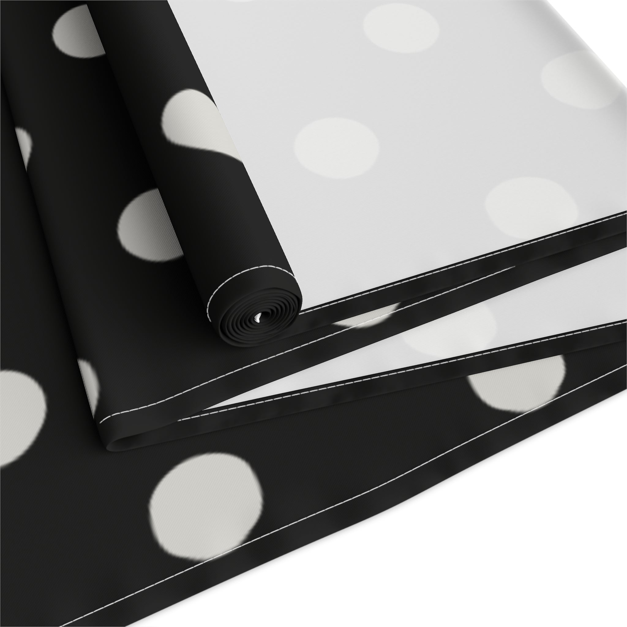 Black Polka Dot Table Runner – Classic Dotted Cotton-Poly Dining Accent