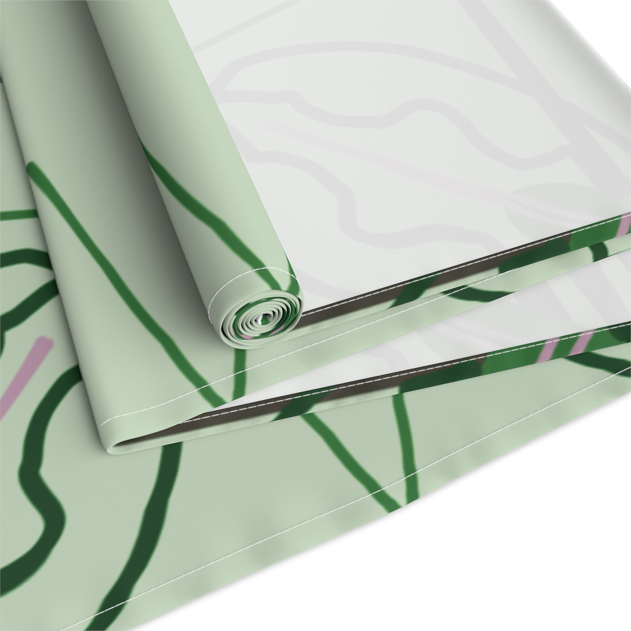 Green Geometric Floral Table Runner