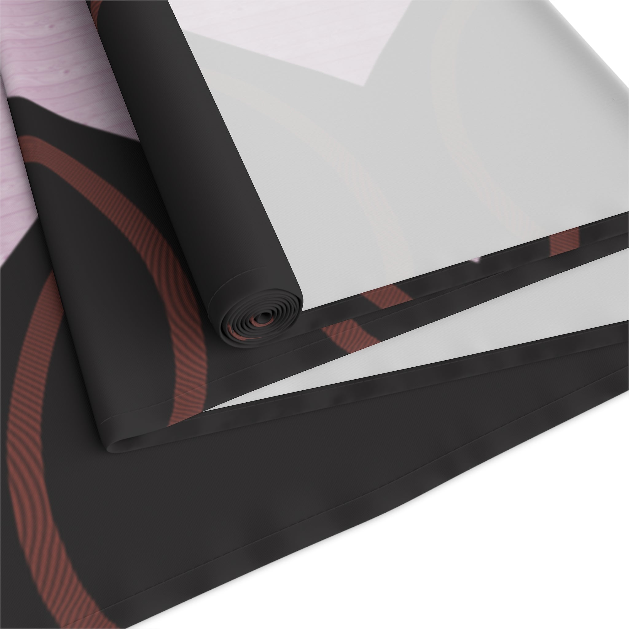 Modern Geo Circle Table Runner — Black & Blush Retro Pattern