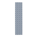 Blue Moroccan Tile Table Runner — Cotton-Poly Decorative Dining Accent