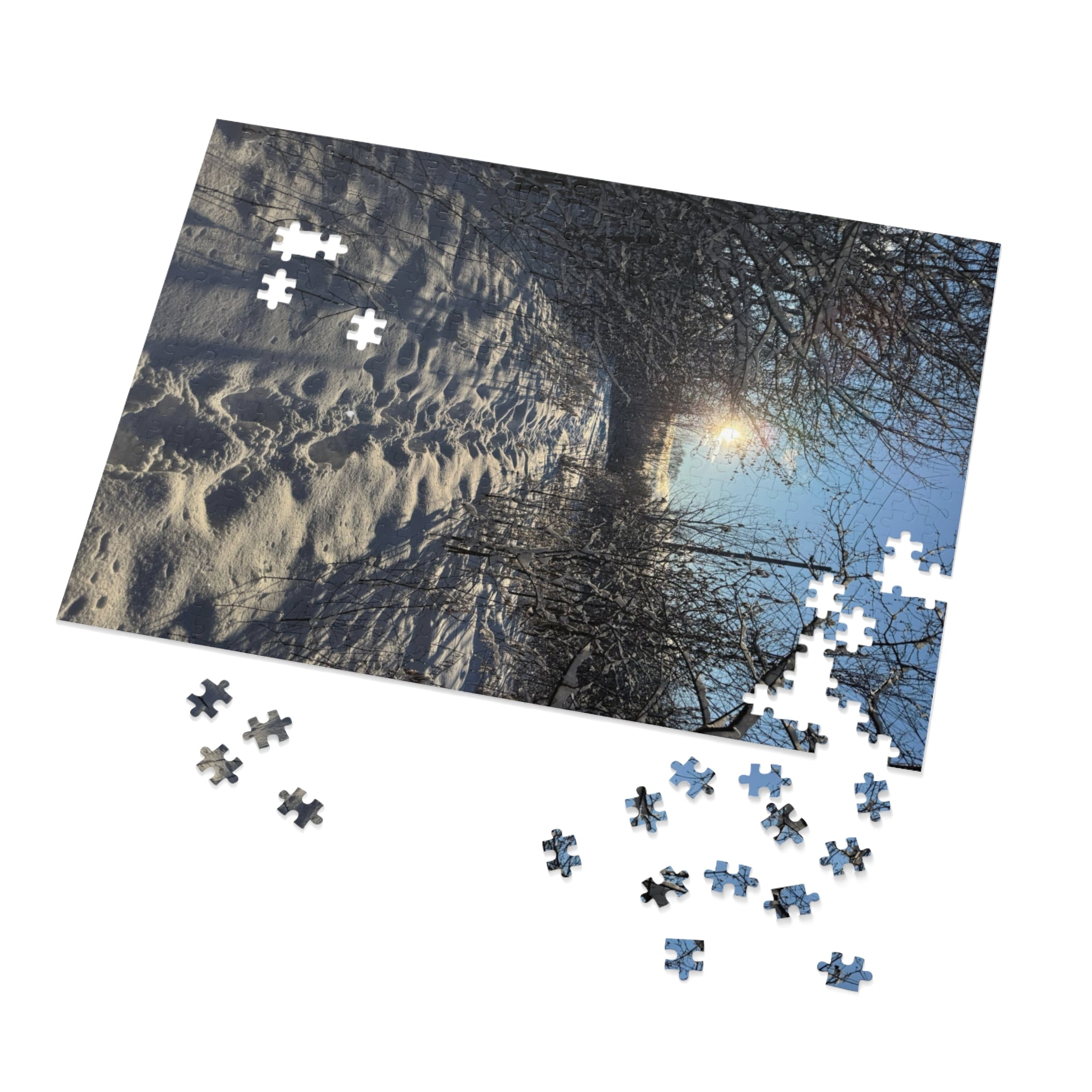 Winter Snowy Path Jigsaw Puzzle with Tin