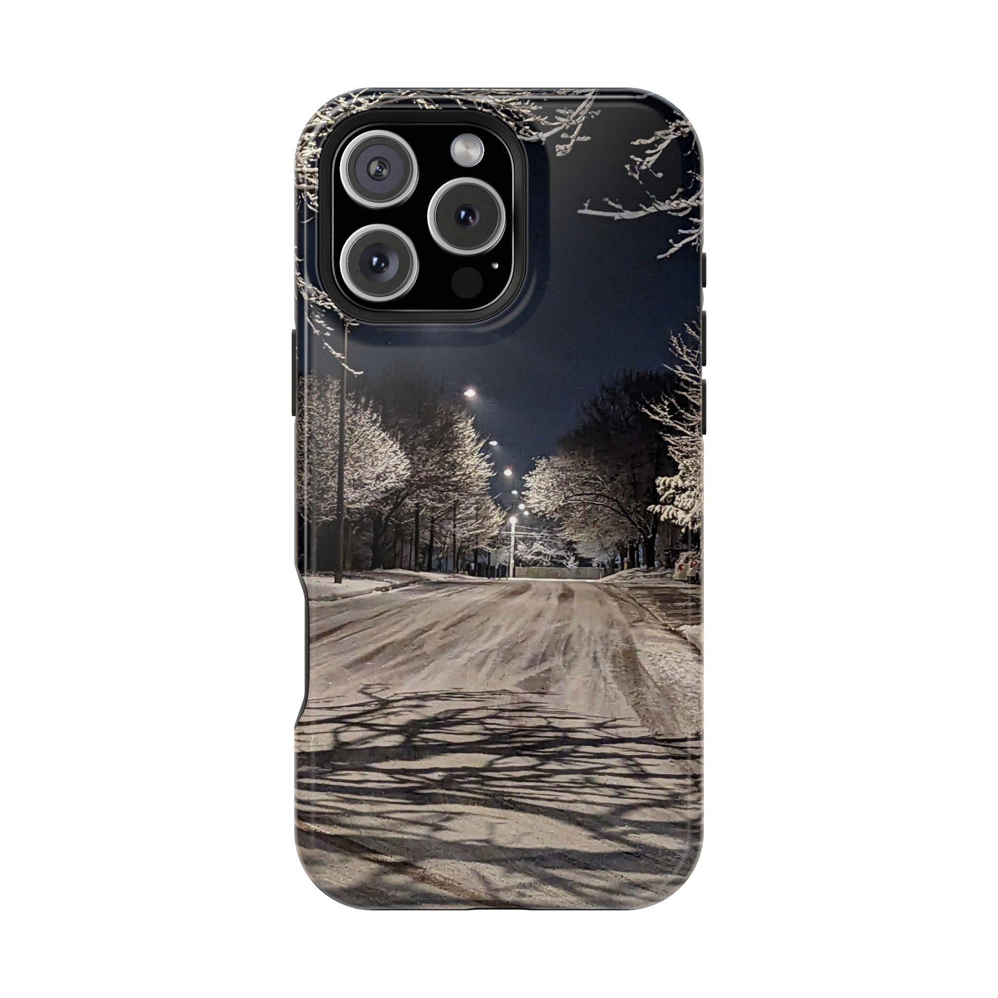 Winter Night Snow Road Magnetic Impact-Resistant Phone Case