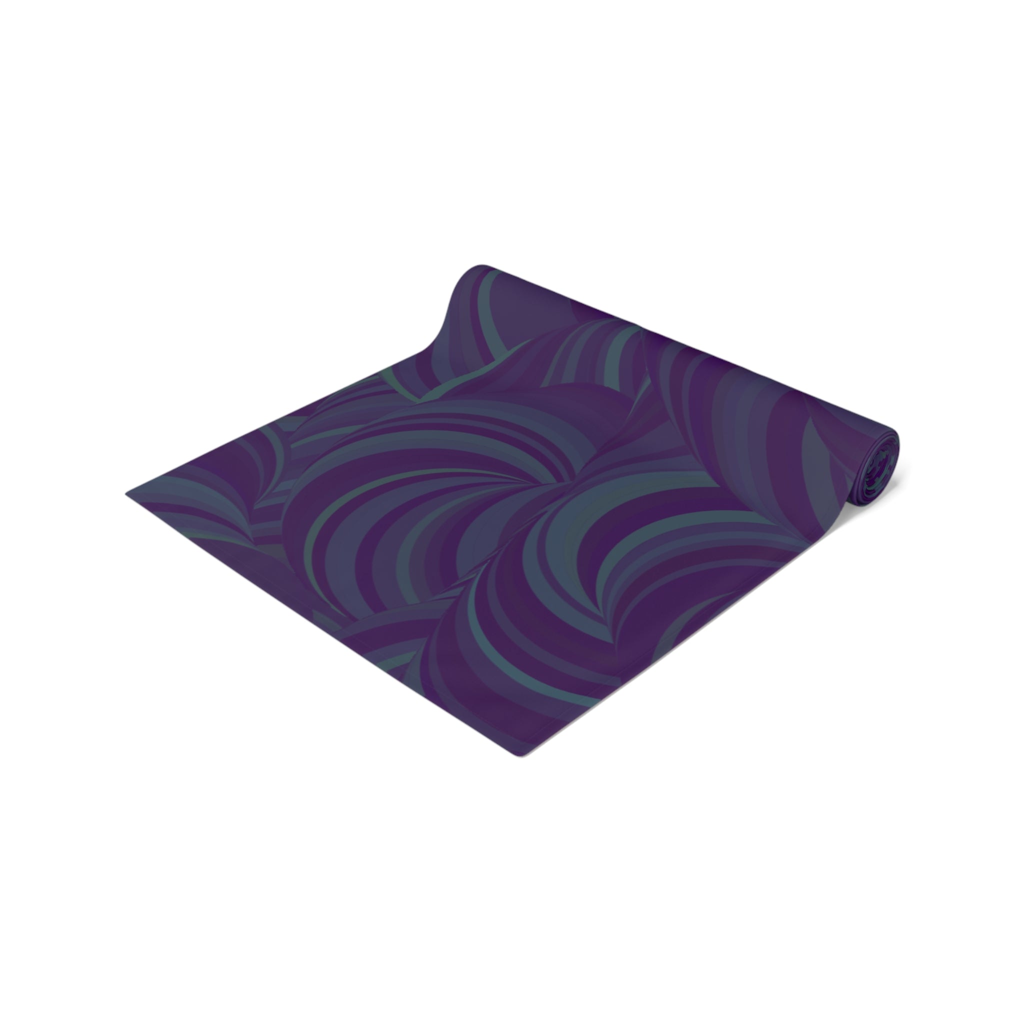 Purple Swirl Table Runner — Abstract Floral Pattern Dining Decor