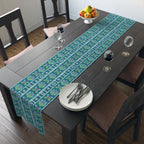 Colourful Floral Geometric Table Runner — Mediterranean-Inspired Cotton-Poly Dining Decor