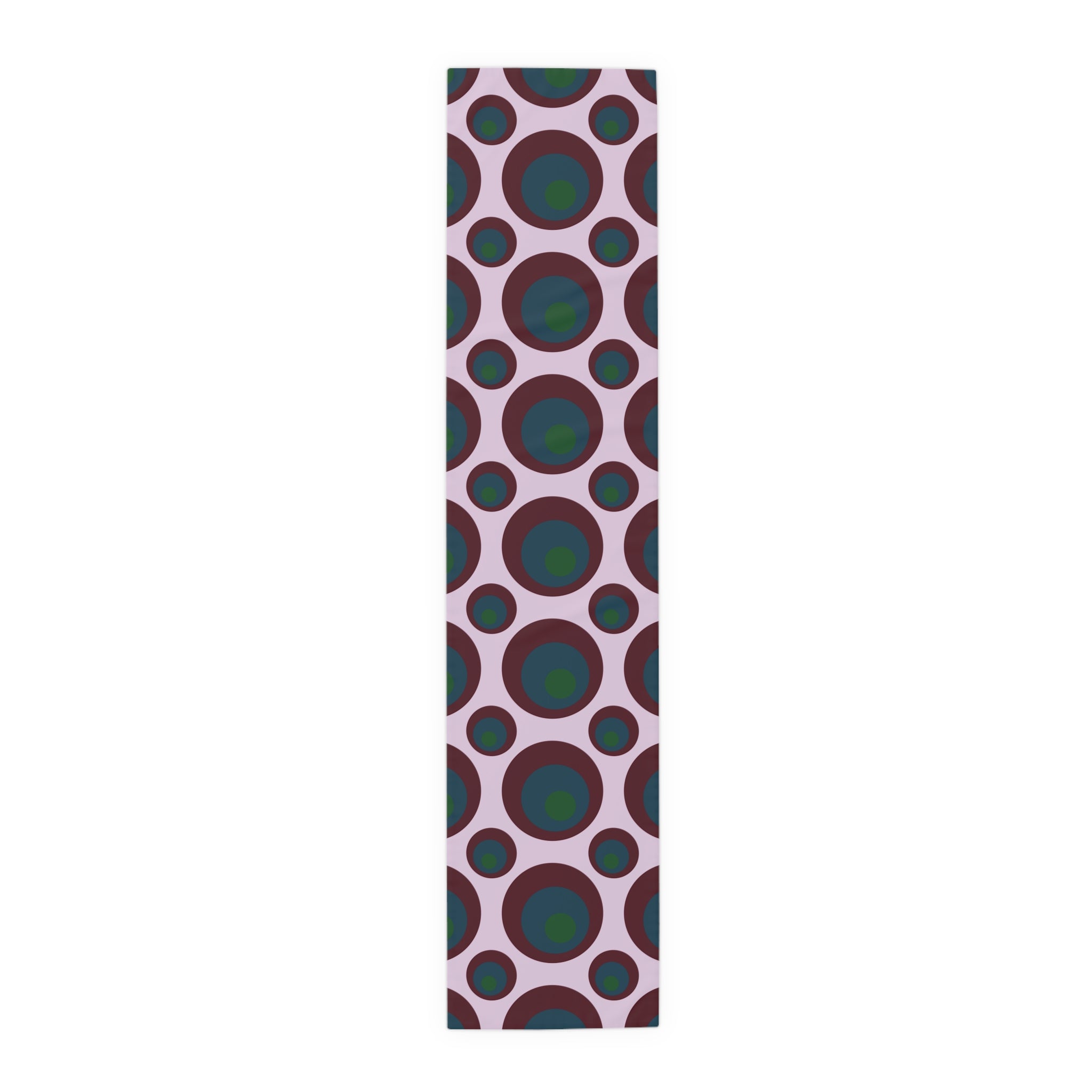 Retro Polka Dot Table Runner — Midcentury Circles Cotton-Poly Dining Accent