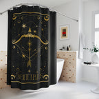 Sagittarius Zodiac Shower Curtain — Gold Archer Astrology Bathroom Decor