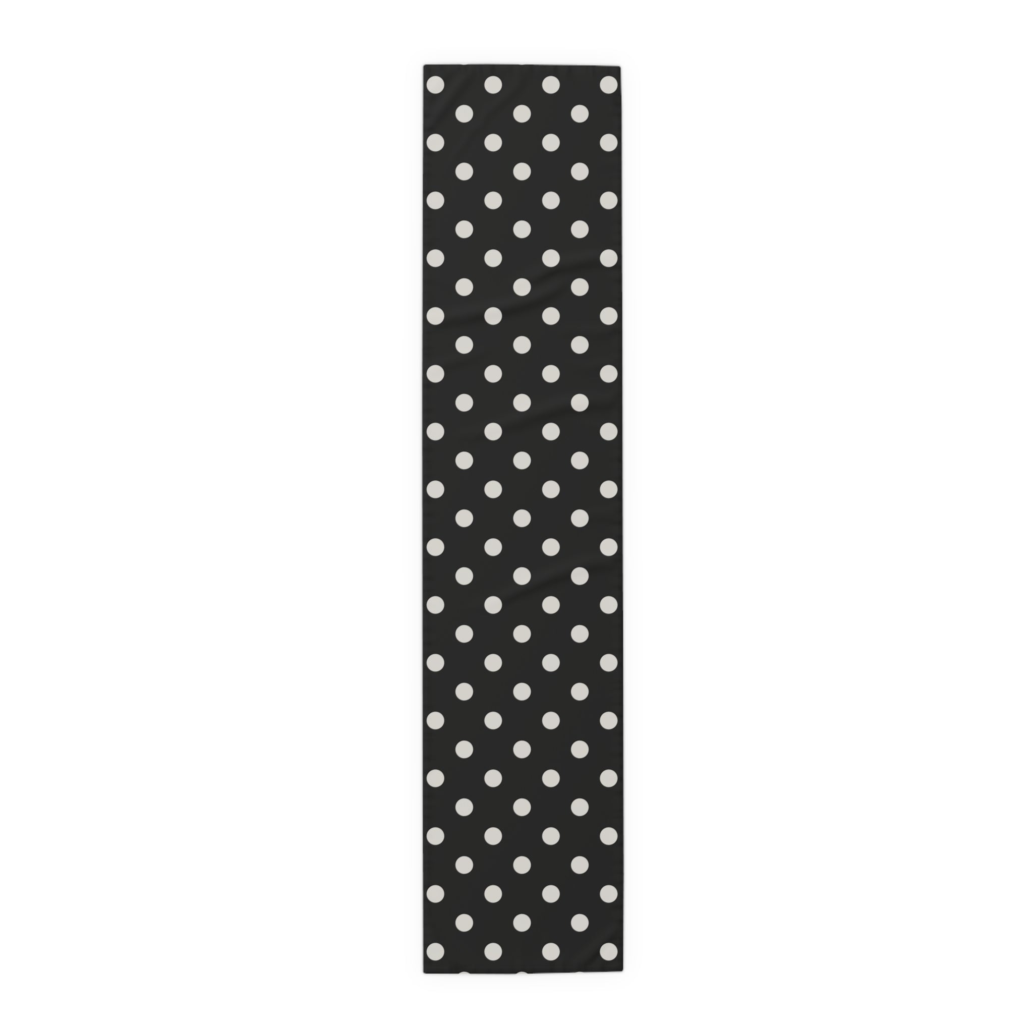 Black Polka Dot Table Runner – Classic Dotted Cotton-Poly Dining Accent