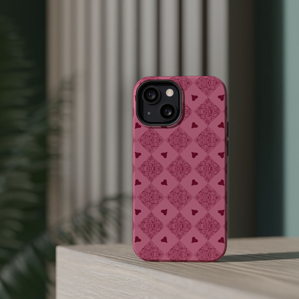 Pink Vintage Hearts Magnetic Impact-Resistant Phone Case