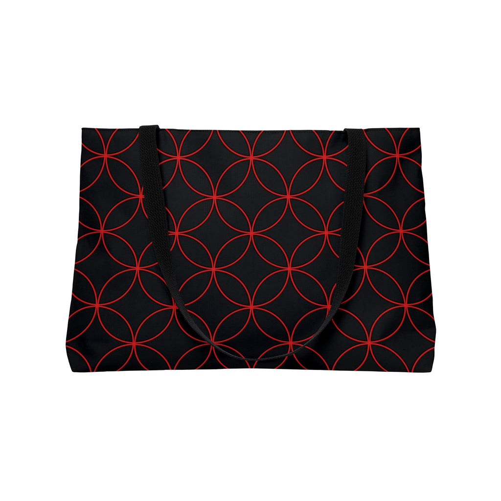 Weekender Tote Bag — Red Geometric Circle Pattern Travel Tote
