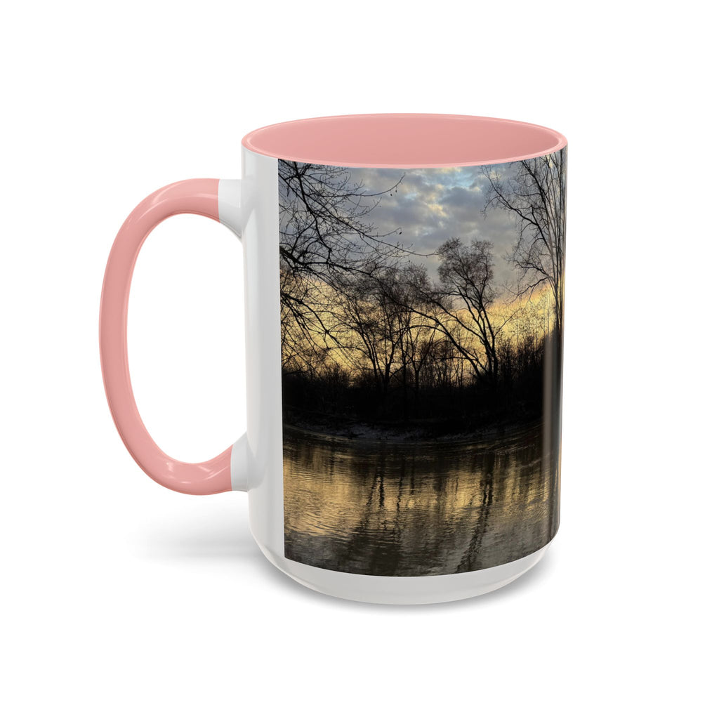 Sunset Reflection Coffee Mug — Forest Silhouette Accent Mug