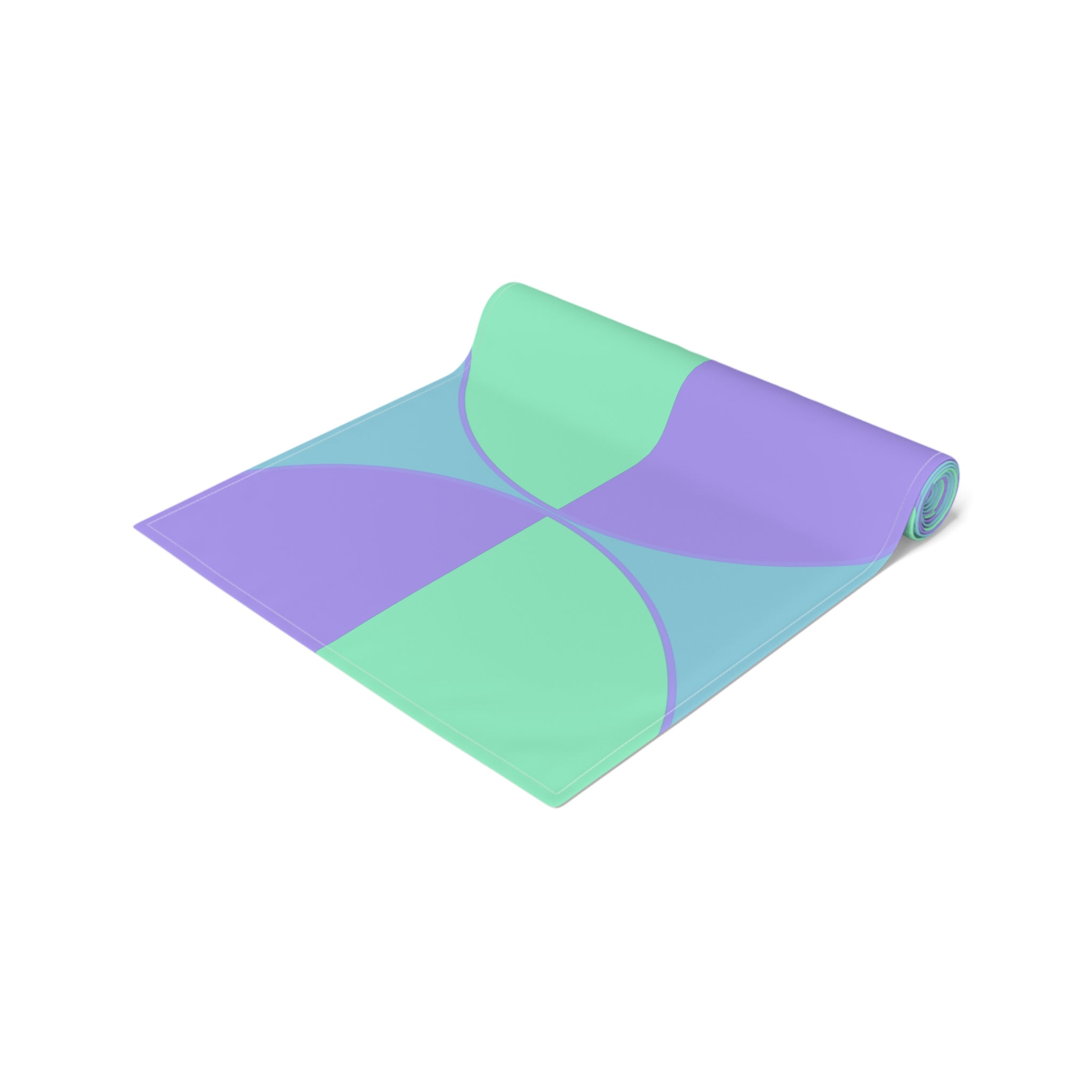 Geometric Pastel Table Runner — Mint & Lavender Circle Pattern