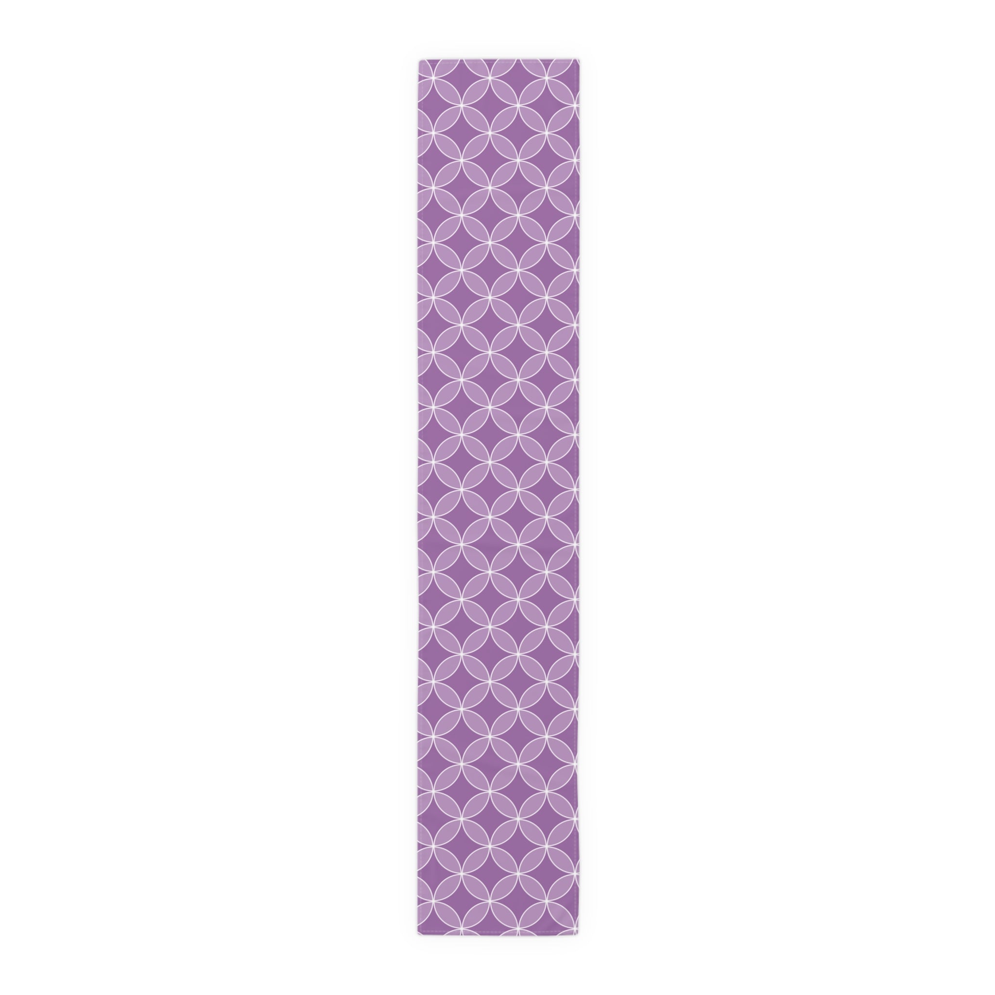 Purple Geometric Table Runner – Modern Circle Pattern Dining Decor