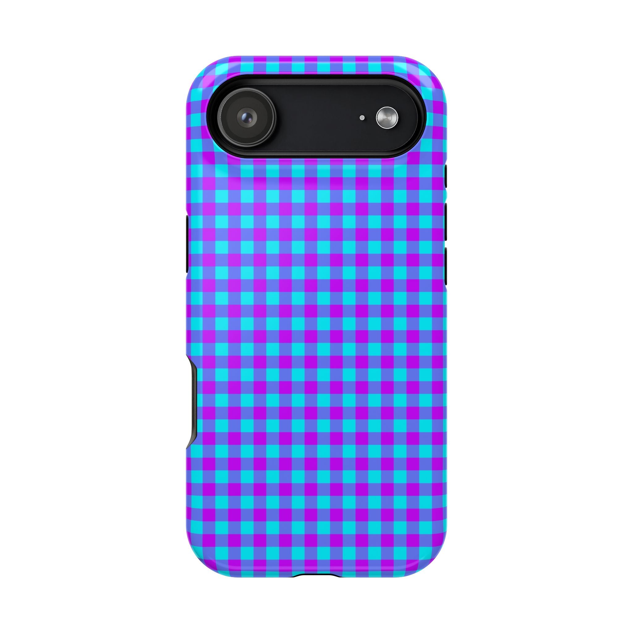 Phone Case — Blue & Purple Gingham Magnetic Impact-Resistant Case