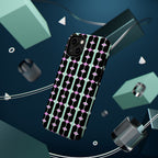 Geom Stripe Magnetic Phone Case — Black with Mint & Lavender Pattern