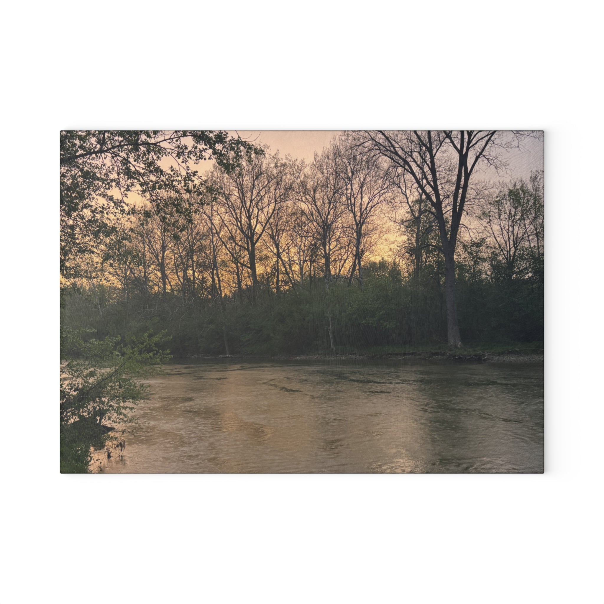 Glass Cutting Board - Tranquil River Sunset Landscape Decorative Cutting Board