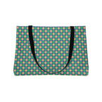 Weekender Tote Bag — Teal Retro Diamond Pattern Travel Beach Bag