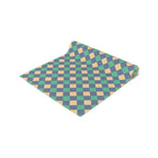 Diamond Check Table Runner — Retro Teal & Mustard Geometric Dining Decor