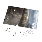 Scenic Winter Marsh Jigsaw Puzzle with Tin - Tranquil Lake Sunset