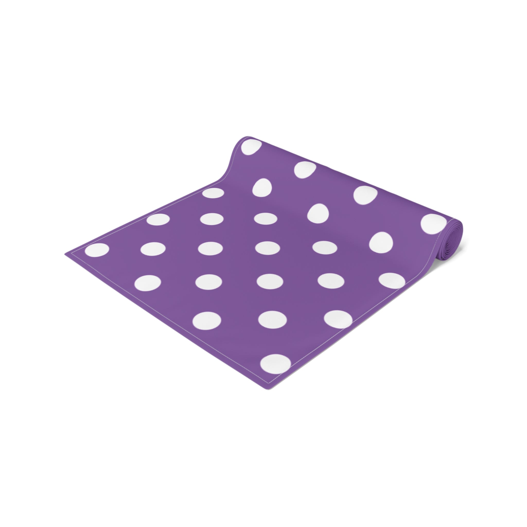 Purple White Polka Dot Table Runner — Cotton-Poly Decorative Accent for Dining, Parties & Easter