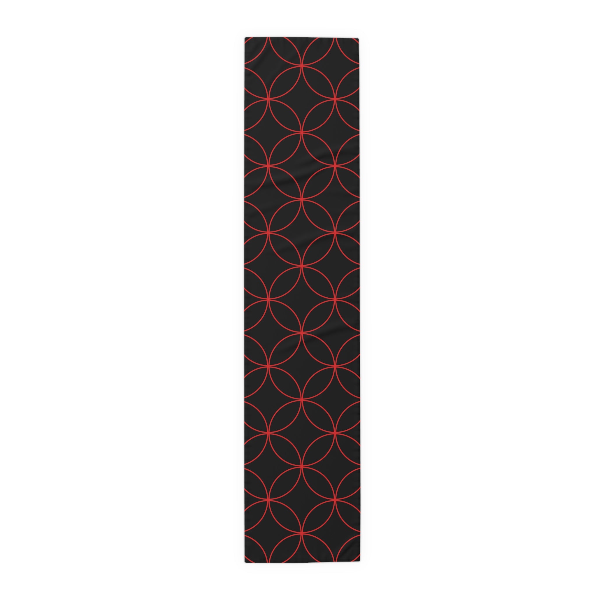Geometric Rose Gold Circle Table Runner — Modern Black Cotton-Poly Decor