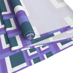 Geometric Purple Square Table Runner — Modern Retro Pattern Cotton-Poly Blend