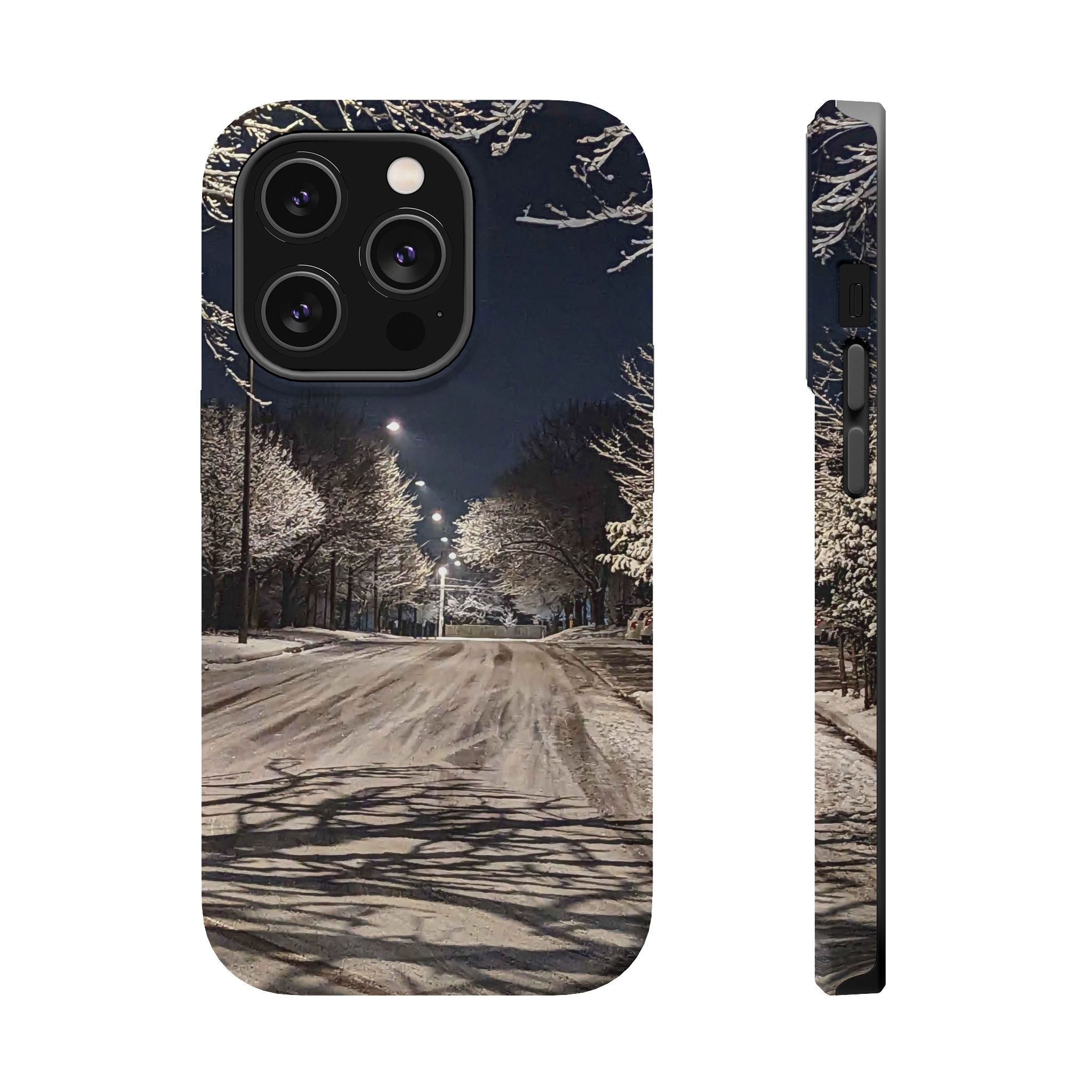 Winter Night Snow Road Magnetic Impact-Resistant Phone Case