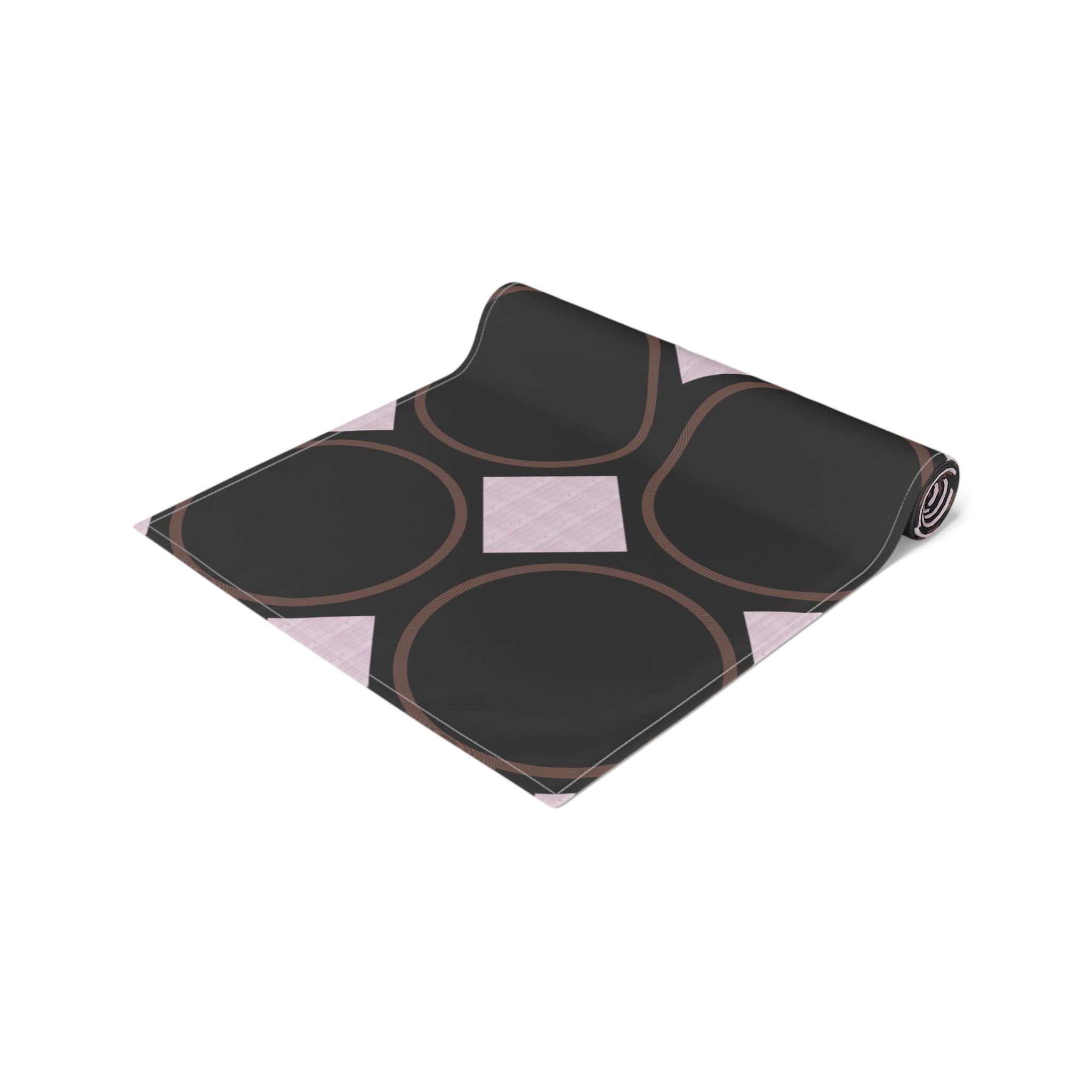 Modern Geo Circle Table Runner — Black & Blush Retro Pattern