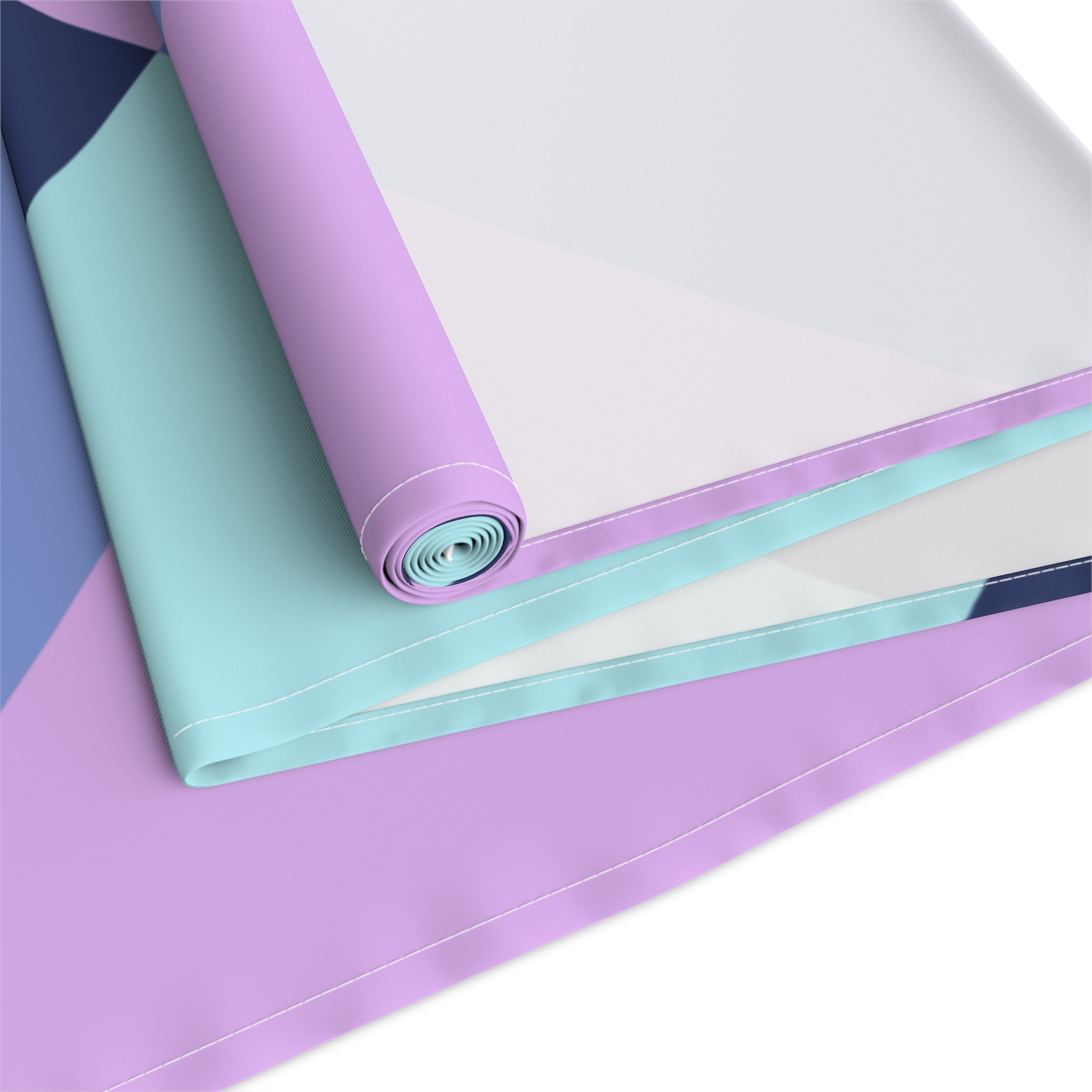 Pastel Geometric Table Runner — Blue Lavender Diamond Pattern