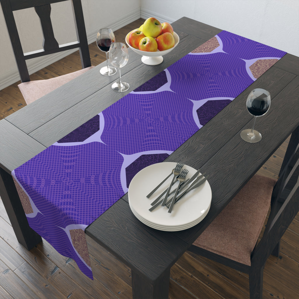 Purple Geometric Table Runner — Modern Abstract Dining Accent