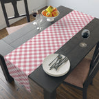 Pink Gingham Table Runner — Cotton-Blend Plaid Decor for Farmhouse, Spring & Picnic Tables