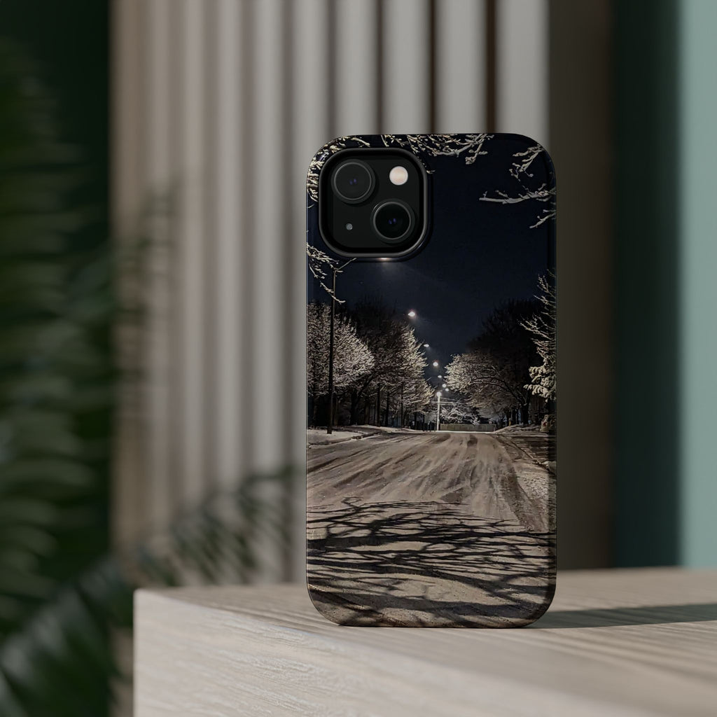 Winter Night Snow Road Magnetic Impact-Resistant Phone Case