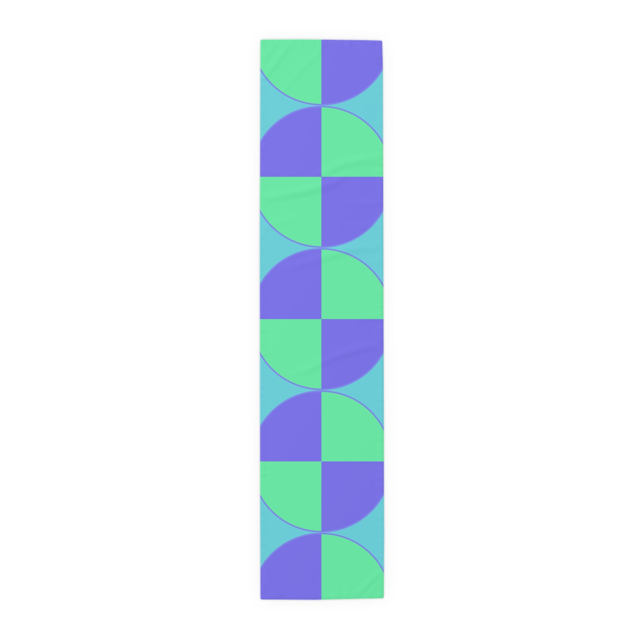 Geometric Pastel Table Runner — Mint & Lavender Circle Pattern