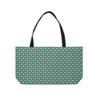 Weekender Tote Bag — Teal Retro Diamond Pattern Travel Beach Bag