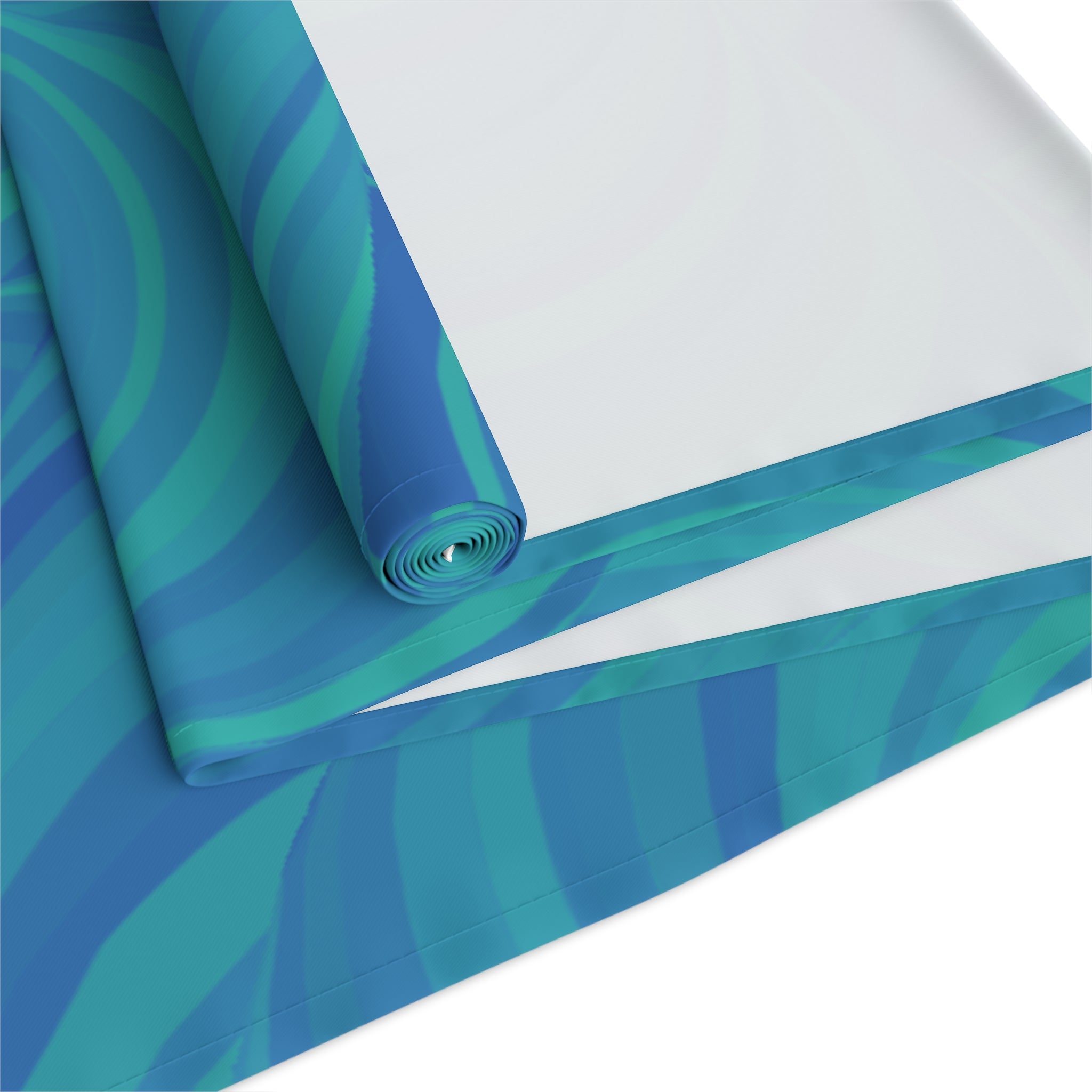 Blue Teal Swirl Table Runner — Abstract Coastal Pattern for Dining & Entertaining