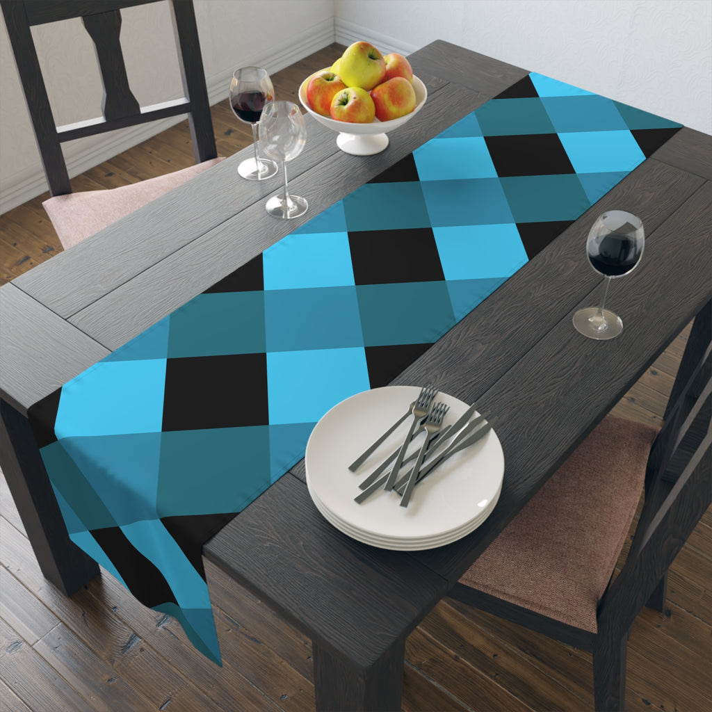 Blue Buffalo Plaid Table Runner – Cotton/Poly Dining Decor