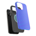 Phone Case — Blue & Purple Gingham Magnetic Impact-Resistant Case