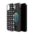 Geom Stripe Magnetic Phone Case — Black with Mint & Lavender Pattern