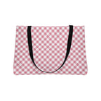 Gingham Weekender Tote Bag — Pink Picnic Pattern Travel & Beach Bag