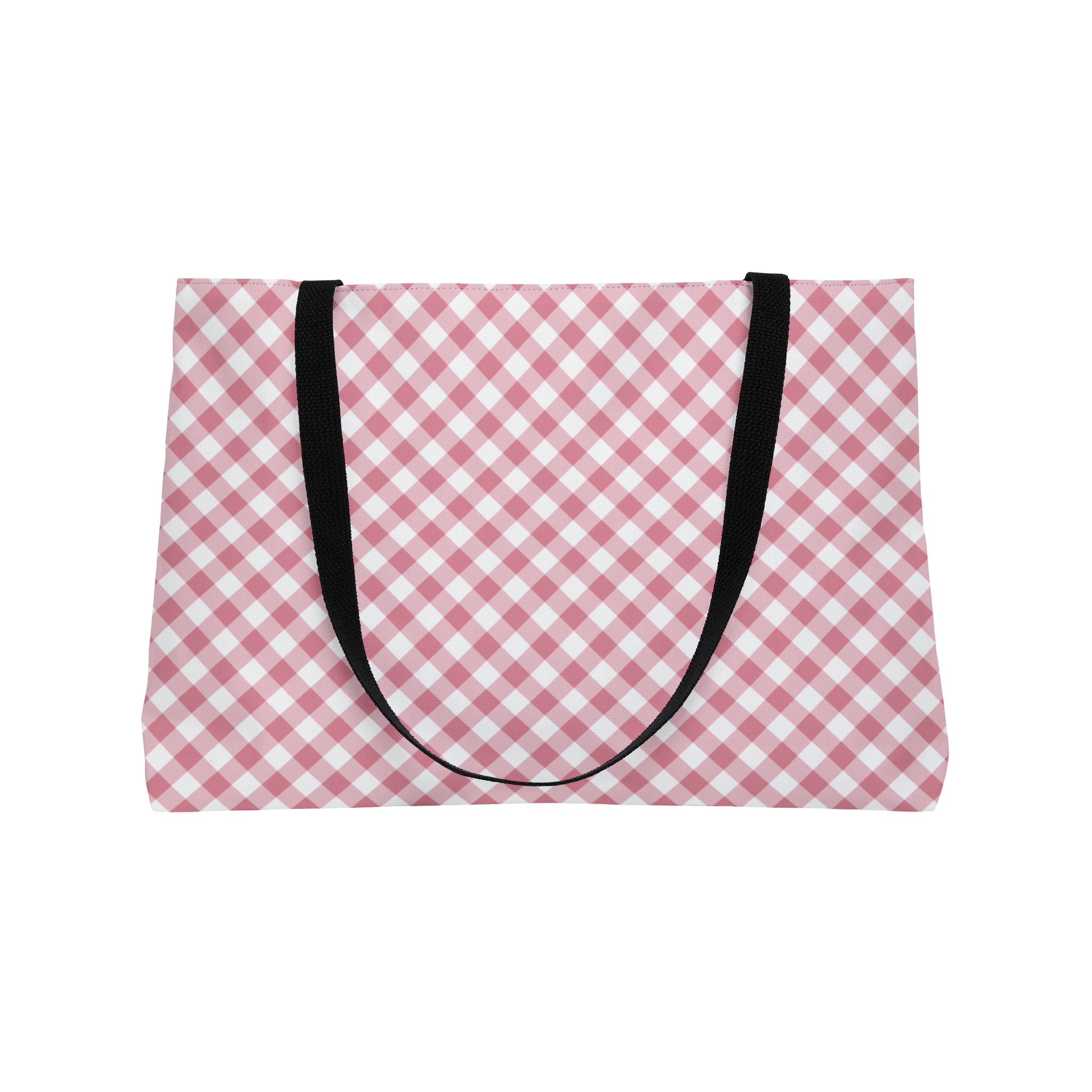 Gingham Weekender Tote Bag — Pink Picnic Pattern Travel & Beach Bag